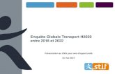 Enquête Globale Transport H2020 entre 2018 et 2022...• améliorer la qualité de la donnée (moins d’apurement) Possibilité de répondre en auto-administré (par Internet) •