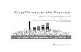 Conférence de Presse · Conférence de Presse Mardi, le 25 septembre 2018 Marc Hansen Ministre délégué à l’Enseignement supérieur : et à la Recherche Rentrée académique