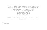SDLC dans le contexte Agile et DEVOPS --> Objectif ......Architecture de sécurité Développement Programmation. sécurisée Tests Tests de la sécurité Déploiement CM de la sécurité