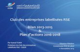Club des entreprises labellisées RSE Bilan 2013-2015 · Bilan 2013-2015 & Plan d’actions 2016-2018 Par Kamal FAHM Président du Club des entreprises Labellisée RSE - CGEM Réunion