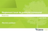 Règlement local de publicité communal · Organisation de la présentation 01/07/2019 La Réglementation Nationale de Publicité (RNP) - Quizz Le projet de Réglementation locale
