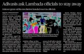 Adivasis ask Lambada oﬃ cials to stay away · Lambada oﬃ cials and staﬀ not to come to their village on oﬃ cial duty. The activists urged Mr. Datha Ram, himself a Lam-bada,