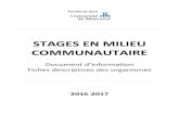 STAGES EN MILIEU COMMUNAUTAIRE · Bonne lecture et bonne préparation pour les stages en milieu communautaire 2016‐2017! Danielle Pinard Professeure Responsable des stages en milieu