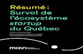 Résumé : Survol de l’écosystème startup du Québec...3 Résumé À propos de ce survol de l’écosystème startup du Québec Ce survol est le premier rapport d’un projet de