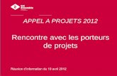 Présentation PowerPoint - Est Ensemble · 2017. 10. 19. · 10/04/2012 Slide 2 Réunion d’information Appel à projets communautaire Ordre du jour 1.Présentation de la Communauté