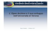 L’ Open Archive e il suo sviluppo nell’Università di Verona€¦ · possibilità di utilizzare il LOGO UNIVR sul frontespizio e sulla copertina . Inoltre, a titolo gratuito,