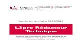 L3pro Rédacteur Technique · 2019. 10. 28. · UFR d’ETUDES INTERCULTURELLES de LANGUES APPLIQUEES (EILA) Département LEA - Langues Appliquées Année universitaire 2019/2020