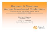 Rodman & RenshawRodman & Renshaw Annuaua est e t Co e e ... · Annuaua est e t Co e e cel Investment Conference Community & Regional Bank Track September 11, 2009 ... Q2 2008 Q2 2009