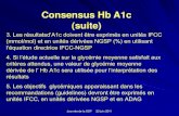 Consensus Hb A1c (suite)€¦ · Journée de la SSP 23 juin 2011 3. Les résultatsd’A1c doivent être exprimés en unités IFCC (mmol/mol) et en unités dérivées NGSP (%) en utilisant
