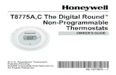 T8775A,C The Digital Round Non-Programmable Thermostats€¦ · Allow compressor to remain off for five minutes before restarting. See equipment manufacturer instructions. Heating