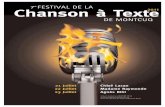 New FESTIVAL DE LA CHANSON À TEXTE DE MONTCUQ - 7 · 2014. 6. 16. · FESTIVAL DE LA CHANSON À TEXTE DE MONTCUQ - 7e La septième édition du festival se déroulera du 21 au 23