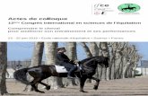 2016 • France Congrès international en sciences de l ...€¦ · Comprendre le cheval pour améliorer son entraînement et ses performances . Utiliser l’éthologie pour optimiser