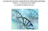 La nature et la structure moléculaire de l’information ......L’ADN est constitué de deux chaînes (ou brins) enroulées l’une autour de l’autre en une double hélice de 2