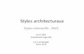 Styles interactifs - MVClamontagne/glo3001/09-MVC.pdf · •Isoler la présentation de la logique du système 2. Model-View-Controller ... • Plusieurs composants utilisent une classe