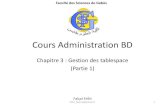 Cours Administration BD - FSG Chapitre 3 tablespace 1.pdf · 2020. 2. 24. · – Un tablespace SYSAUX système auxiliaire • Les omposants d’Orale supplémentaires (ex : le référentiel