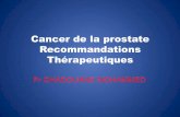Cancer de la prostate Recommandations Thérapeutiques · Tumeurs de risque faible • Un seuil minimal d’espérance de vie de 10 années est retenu pour proposer un traitement à