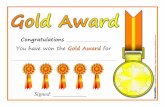 Gold silver bronze certificatesSigned: _____ Congratulations_____ You have won the Bronze Award for)