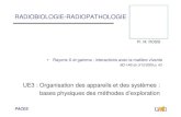 RADIOBIOLOGIE-RADIOPATHOLOGIE...RADIOBIOLOGIE-RADIOPATHOLOGIE UE3 : Organisation des appareils et des systèmes : bases physiques des méthodes d’exploration Pr. M. ROSSI • Rayons