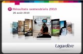 26 août 2010 - Lagardere.com - Groupe - Accueil du siteRésultat net - Part du Groupe : • 80 M€ (318 M€ au 30 juin 2009) • Résultat net par action de base : 0,63 € (2,51