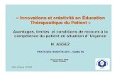 « Innovations et créativité en Éducation Thérapeutique du …...« Innovations et créativité en Éducation Thérapeutique du Patient » Avantages, limites et conditions de recours