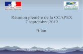 Réunion plénière de la CCAPEX 7 septembre 2012 Bilan...2011, à raison d'une commission par mois (hors mois d'août) en alternance à PAU et à BAYONNE - Entre le 1er janvier et