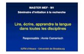 Lire, écrire, apprendre la langue dans toutes les disciplines · 2015. 6. 12. · En M1 - les apprentissages sur le français (lecture, écriture, langue) dans les disciplines -