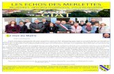 LES ECHOS DES MERLETTES - Commune de Giat · 2018. 8. 10. · LES ECHOS DES MERLETTES - 2 Le nouveau conseil municipal A ’ des ‡lections du 23 mars 2014, le conseil municipal