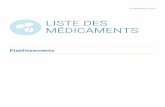 Liste des médicaments Établissements en vigueur le 16 décembre … · 2020. 12. 11. · considéré les recommandations formulées par l’Institut national d’excellence en santé