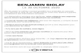 BENJAMIN BIOLAY - Olympia · 2020. 9. 30. · BENJAMIN BIOLAY LE 30 OCTOBRE 2020 Aﬁn de passe rl emi uo ntp sb , a votre sécurité e tc el dno sab ru, i àp connaissa n ed sif