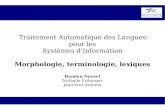 Traitement Automatique des Langues pour les Systèmes … · 2020. 10. 14. · Traitement Automatique des Langues pour les SI 16 / 32 Morphologie, terminologie, lexiques Morphologie