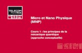Micro et Nano Physique (MNP) - Télécom ParisTech...moment de la mesure, qui appartient à un certain espace vectoriel - Le résultat d’une mesure est aléatoire, les probabilités