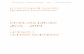 GUIDE DES ÉTUDES 2018 – 2019 · les fonds des départements Arts, Lettres modernes, Philosophie et Sciences du langage, ainsi que la bibliothèque d’Arts Plastiques, à Tourcoing.