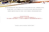 Brochure Licence Lettres modernes Reims 2020-2021...2 Calendrier de l’année universitaire 2020-2021 1er SEMESTRE (durée des enseignements : 12 semaines) Du 1er au 5 septembre 2020