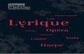 Percussions Lyrique - Sophie Leleu · 2017. 9. 15. · Un répertoire varié allant de l'opéra à la mélodie en passant par la chanson. Sophie rassemble et fédère des artistes