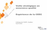 Veille stratégique en assurance qualité Expérience de la CEEC · 2016. 8. 18. · Exemple de résultat Royaume-Uni Colloque sur l’implication des étudiants La Quality Assurance