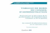 TABLEAU DE BORD DU CONSEIL D’ADMINISTRATION