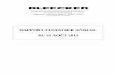 RAPPORT FINANCIER ANNUEL AU 31 AOÛT 2012