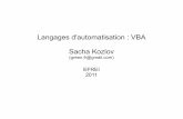 Langages d'automatisation : VBA Sacha Kozlov