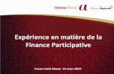 Expérience en matière de la Finance Participative