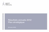 Résultats annuels 2012 Plan stratégique
