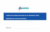 Audit des comptes annuels au 31 décembre 2018 Synthèse de ...