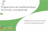 Programmes de mathématiques Terminale, voie générale