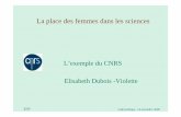 L’exemple du CNRS Elisabeth Dubois -Violette