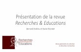 Présentation de la revue Recherches & Educations