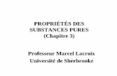 PROPRIÉTÉS DES SUBSTANCES PURES (Chapitre 3) Professeur ...