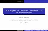 Cours Algèbre 2–I: Divisibilité. Le quotient Z nZ Le ...