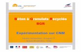 Béton àGranulats Recyclés BGR Expérimentation sur CNM