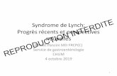 Progrès récents et perspectives Syndrome de Lynch ...