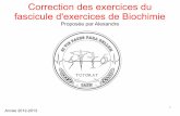 Correction des exercices du fascicule d'exercices de Biochimie