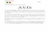 Tribunal de Commerce Hors-Classe de Dakar AVIS